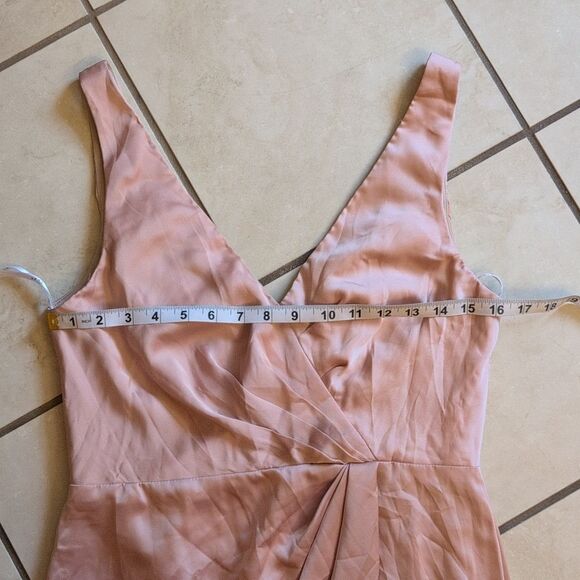 NWOT After Six Whisper Satin Maxi Dress Draped Tulip Gown Toasted Sugar Pink 8 - Picture 7 of 15